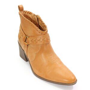 Frye & Co Women's Palma Booties Western Harness Ankle Boot Tan Faux Leather 8M